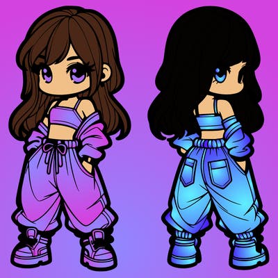 girl in crop top and baggy pants