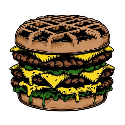 realistic waffle burger