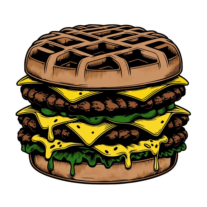 realistic waffle burger