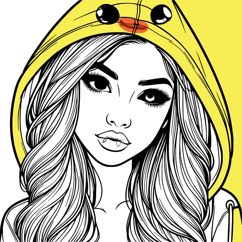 realistic beautiful girl with a hood on