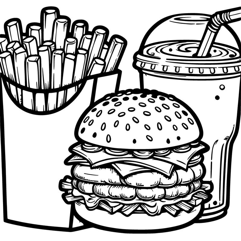 burger and fries and soda