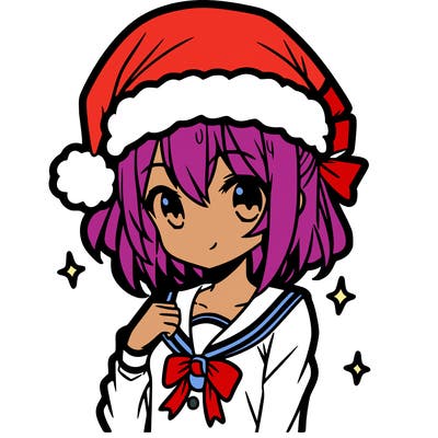 anime girl wearing a santa hat