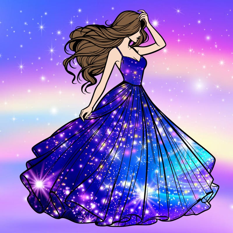 realistic woman with dress flowing in the wind