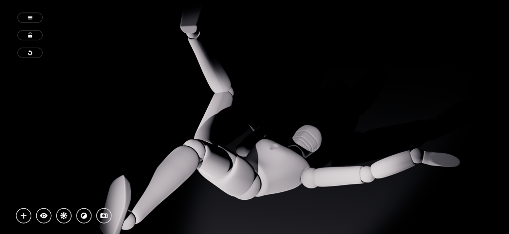 Manikin - 3D mannequin in a dynamic pose with dramatic lighting for art reference