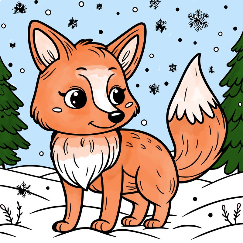 a fox in the snow