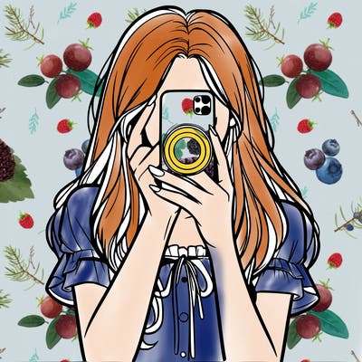 a realistic girl holding her phone taking pictures