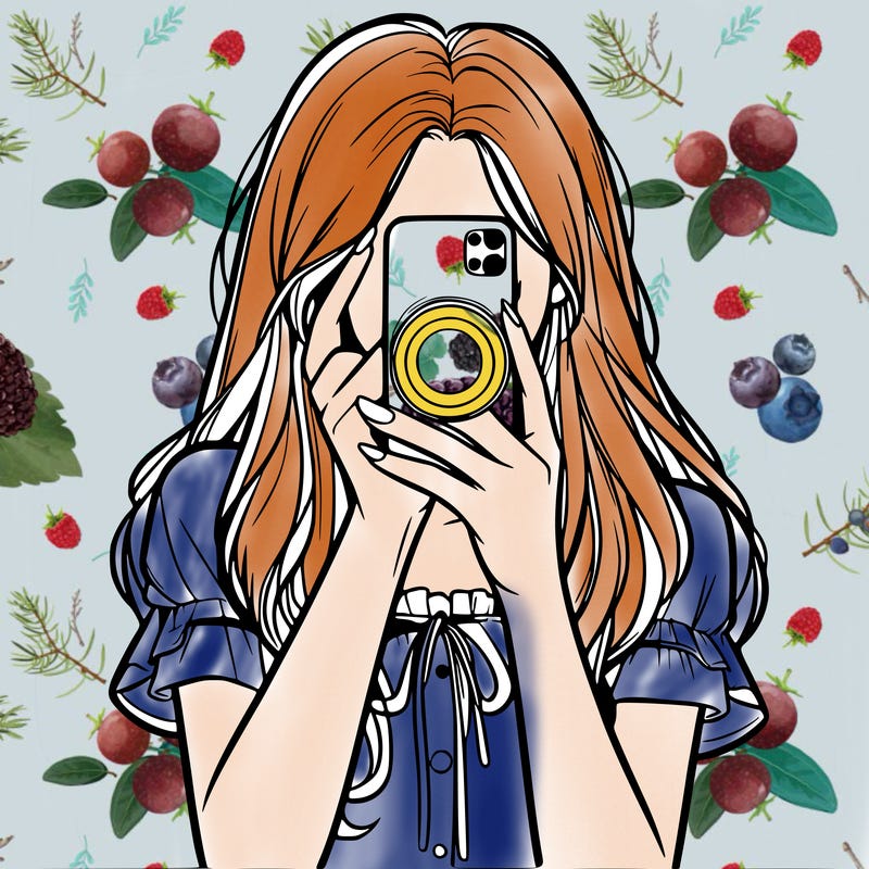 a realistic girl holding her phone taking pictures