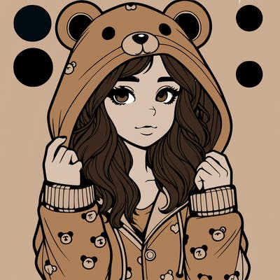 realistic girl in a animal pjs hoodie