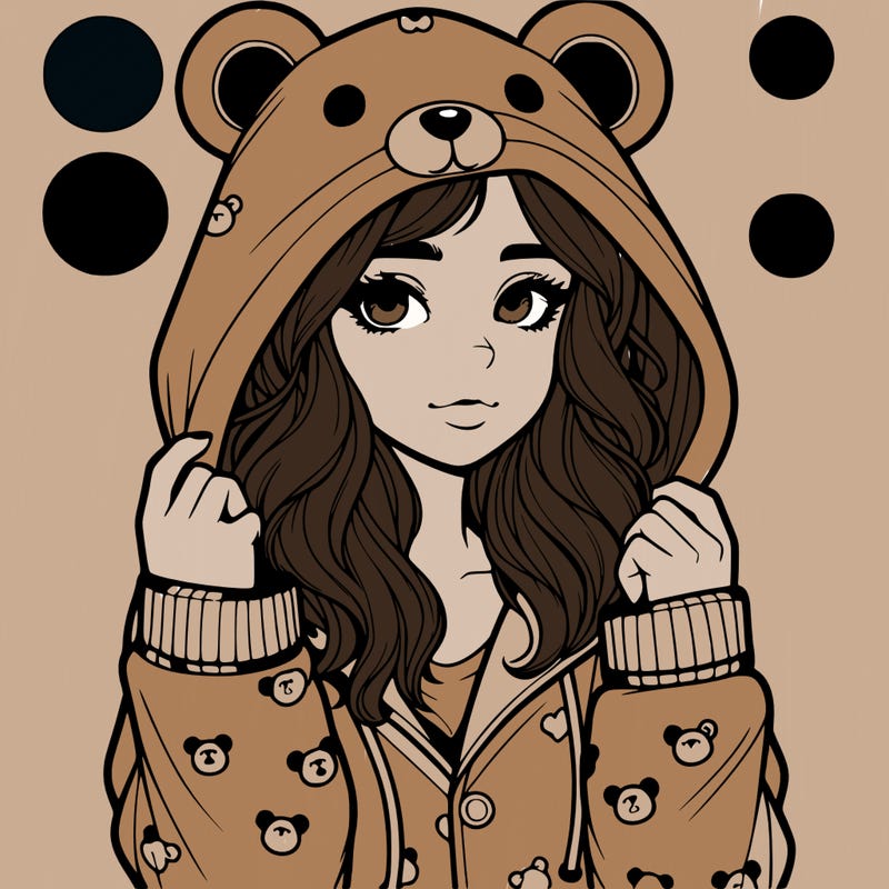 realistic girl in a animal pjs hoodie