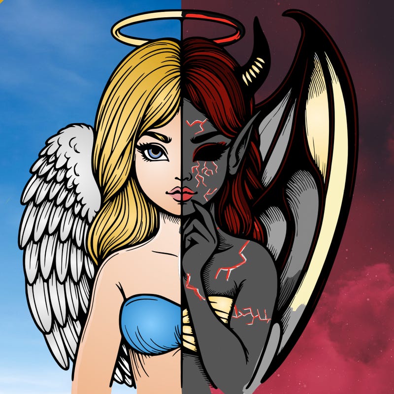 realistic angel half demon