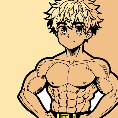 anime boy with abs