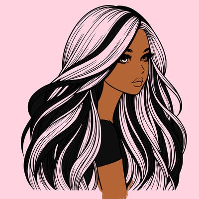 realistic girl with long realistic hair