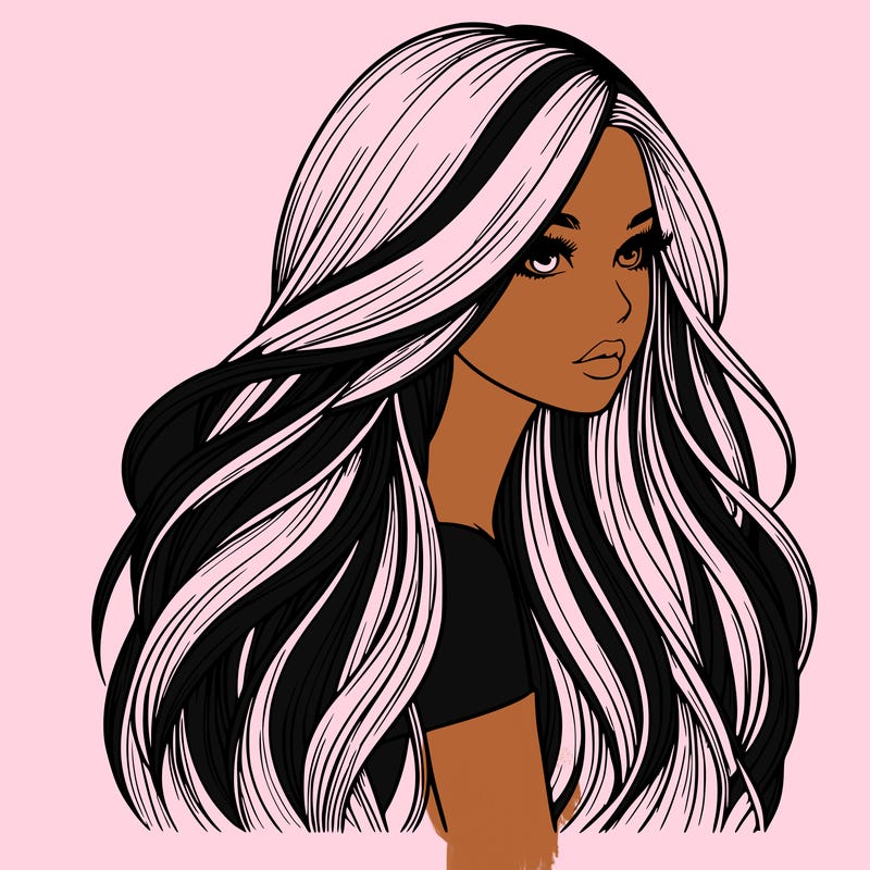 realistic girl with long realistic hair