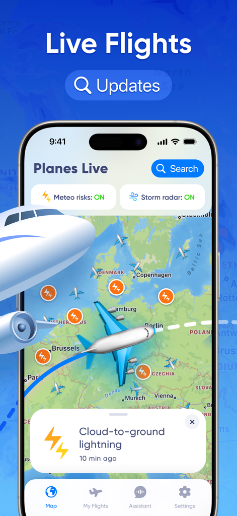 Flight Tracker・Air Plane Radar - 雷と嵐のレーダーアップデートを備えたマップ上のライブ飛行機追跡