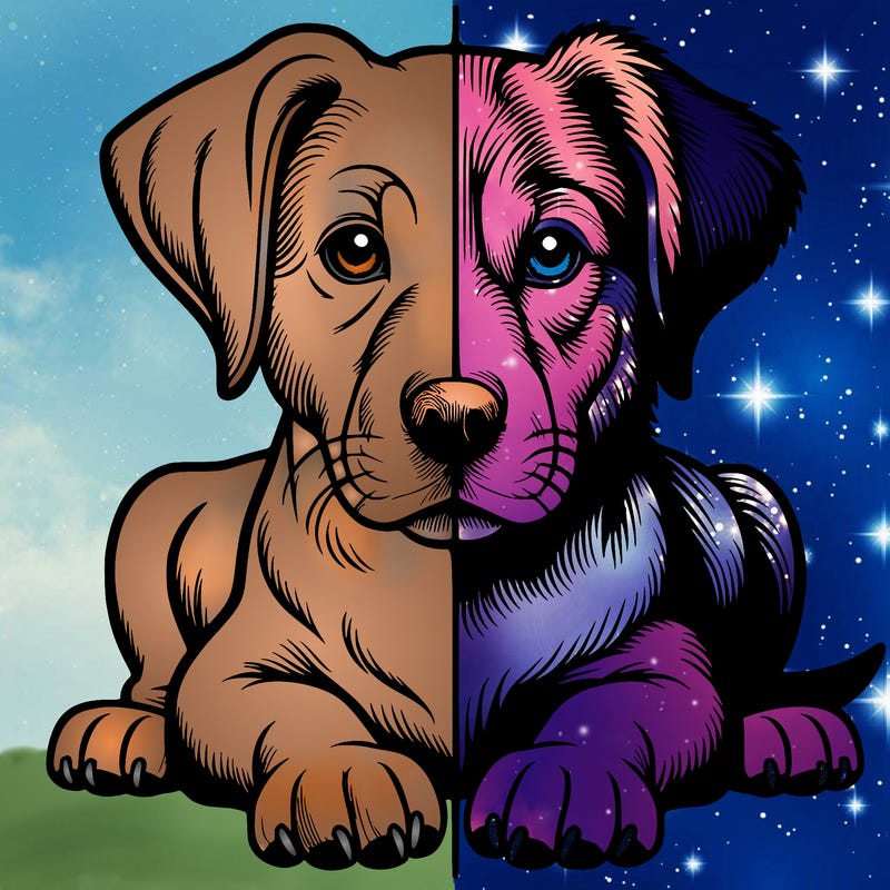 realistic dog split picture