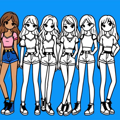 a group of girls wearing crop tops and shorts