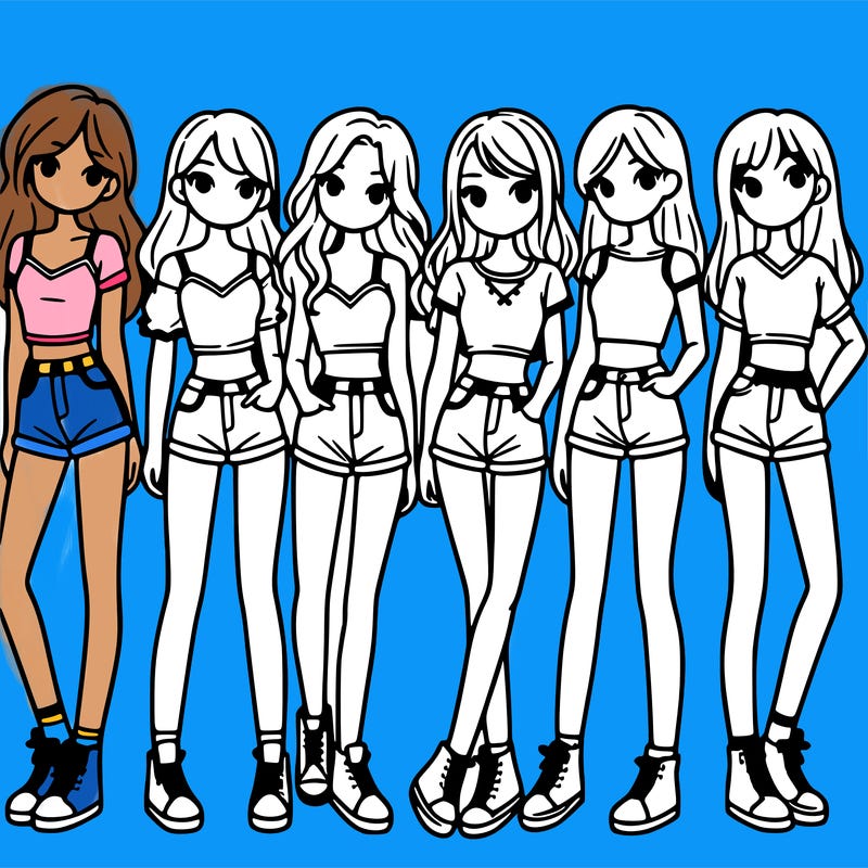 a group of girls wearing crop tops and shorts