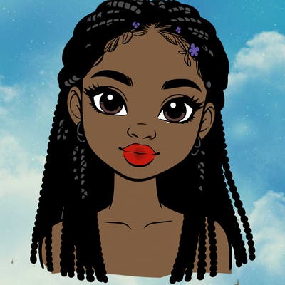 a realistic black girl with braids