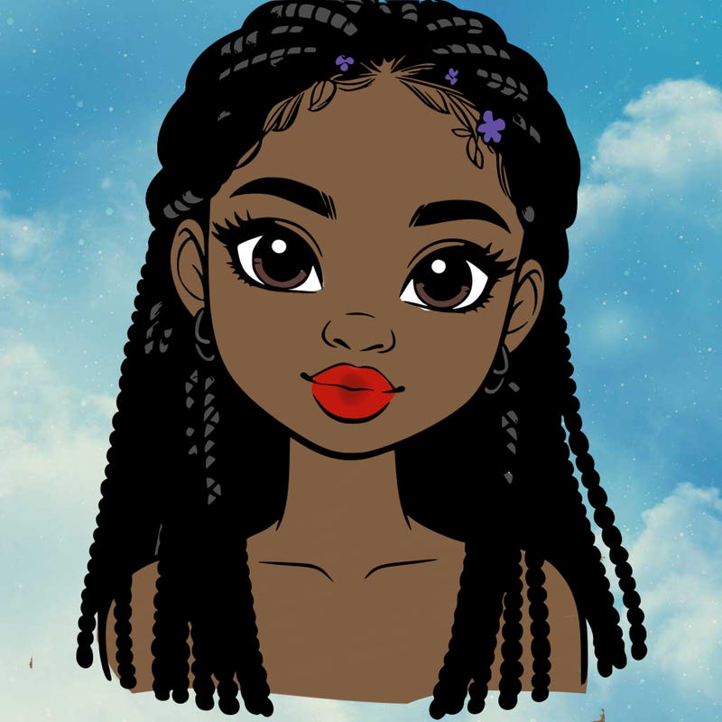 a realistic black girl with braids