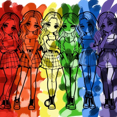 a group of girls realistic