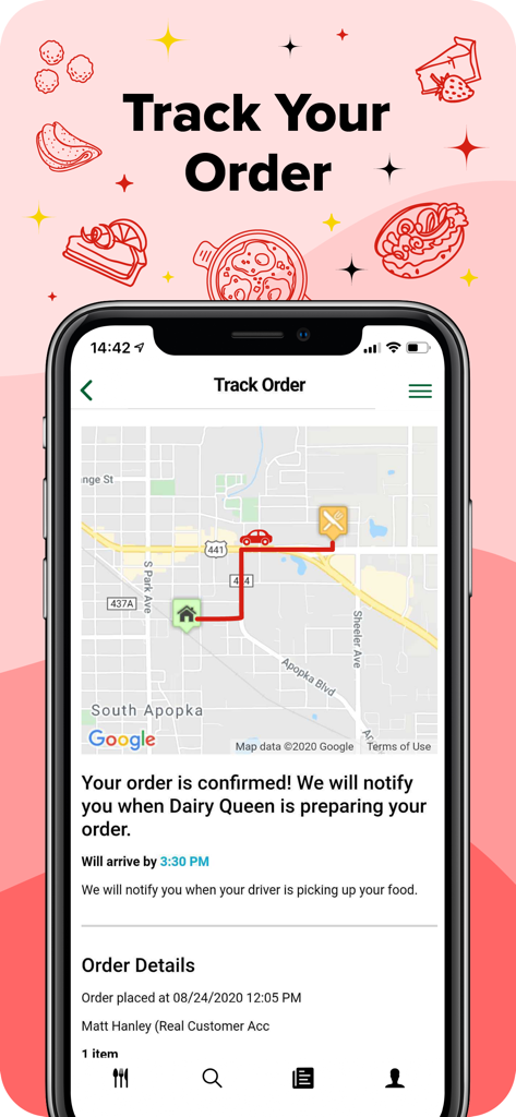 Hopper Maui - Hopper Maui mobile app interface showing real-time food delivery tracking on a map with estimated arrival time.
