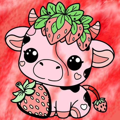 cute strawberry cow