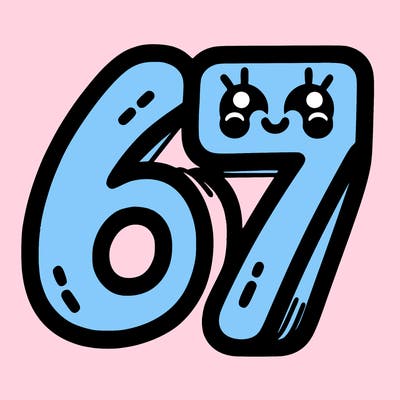 the numbers 67