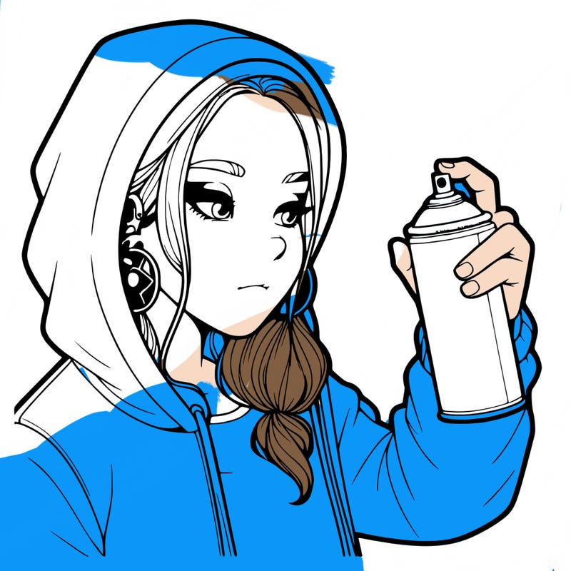a realistic girl, spray painting