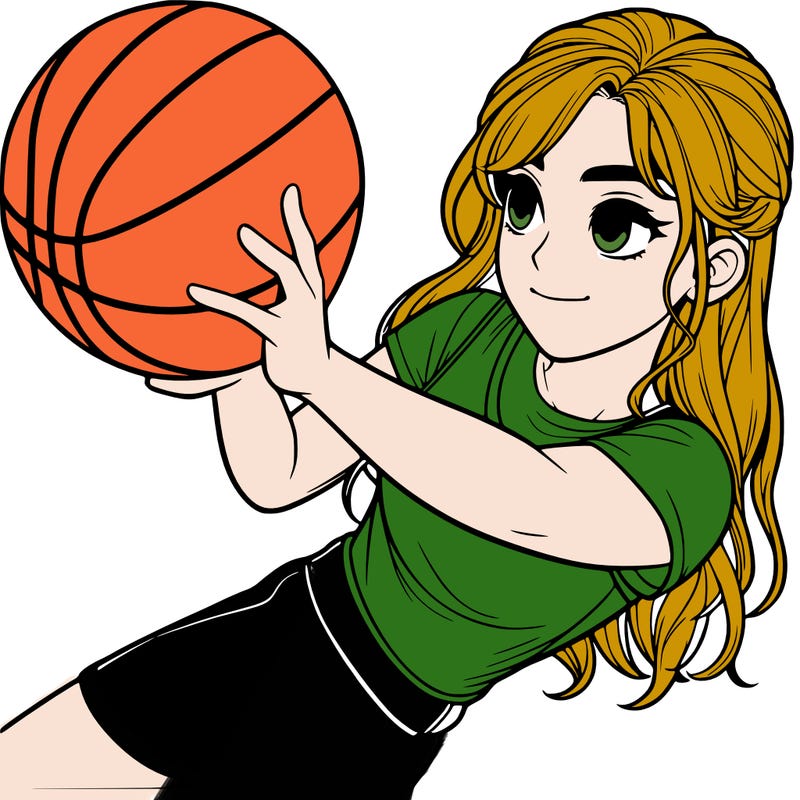 realistic girl playing basketball