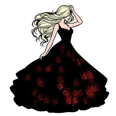 realistic woman with dress flowing in the wind