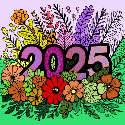 2025 floral big numbers
