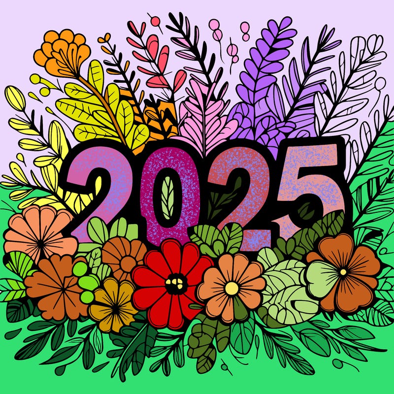 2025 floral big numbers