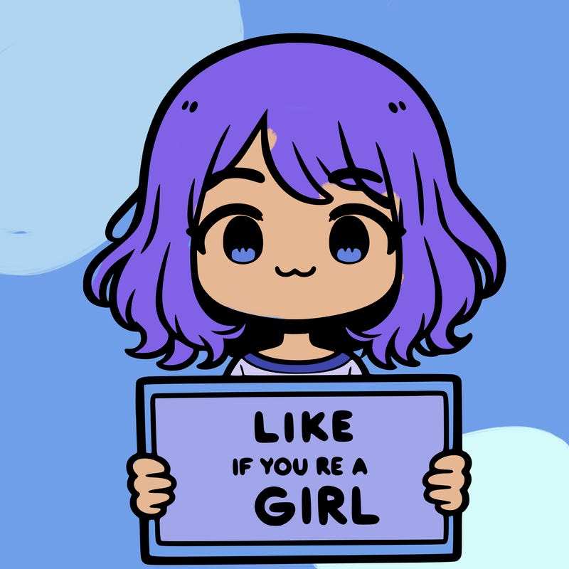 a cute girl holding a sign that says like if you’re a girl
