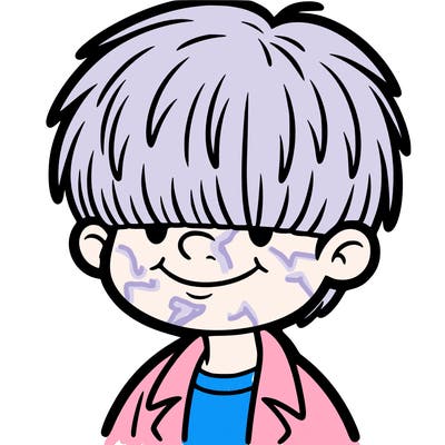 boy smiling with bangs covering his eyes