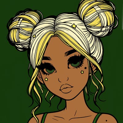 realistic girl with space buns