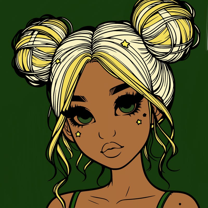 realistic girl with space buns