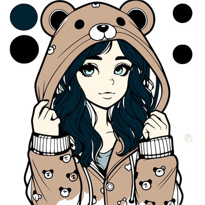realistic girl in a animal pjs hoodie
