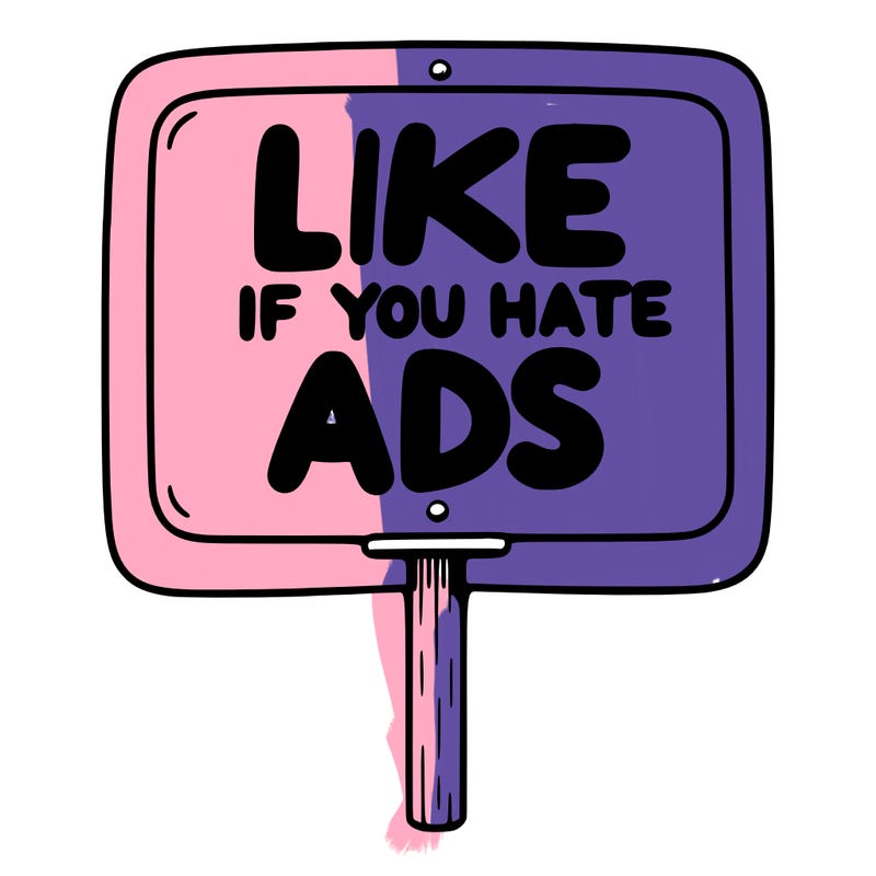a sign that says like if you hate ads