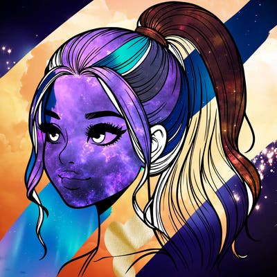 realistic girl with a high ponytail