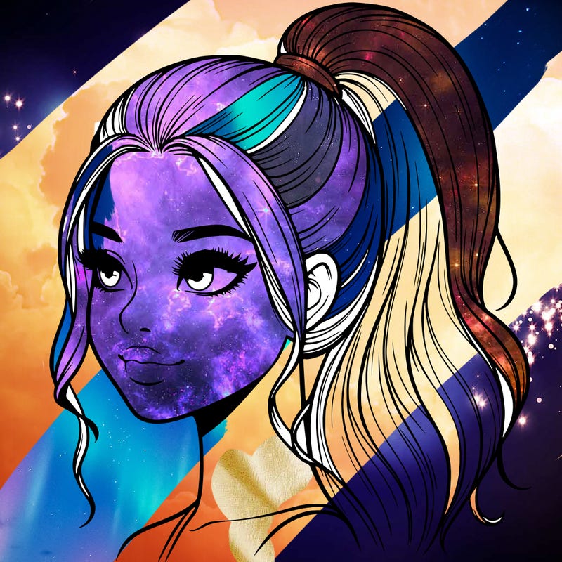 realistic girl with a high ponytail