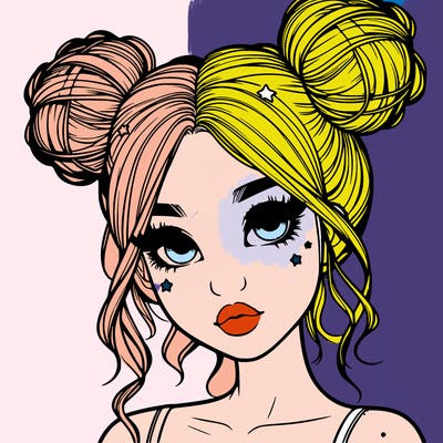 realistic girl with space buns