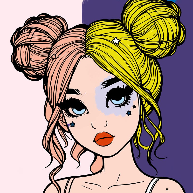 realistic girl with space buns