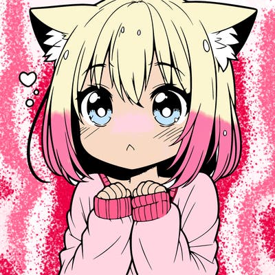 shy anime catgirl