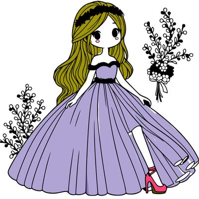 a fancy girl with a long dress