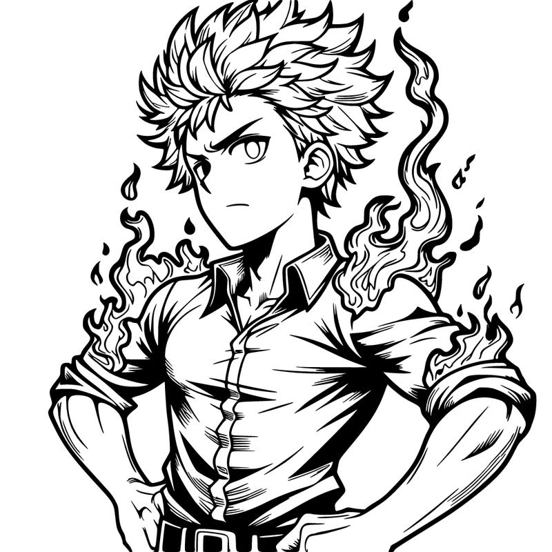 realistic manga man of fire