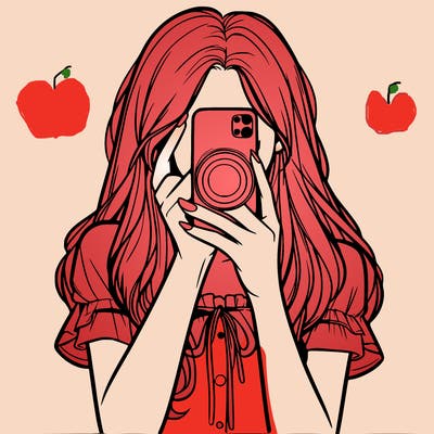 a realistic girl holding her phone taking pictures