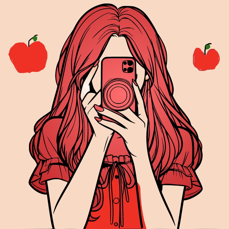 a realistic girl holding her phone taking pictures