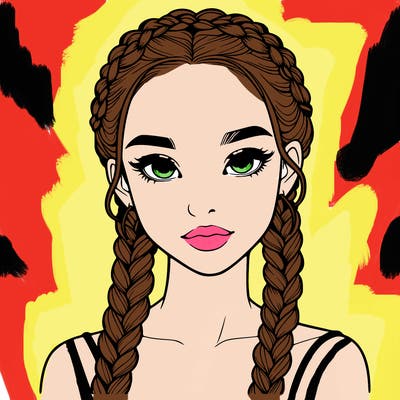realistic girl with braids