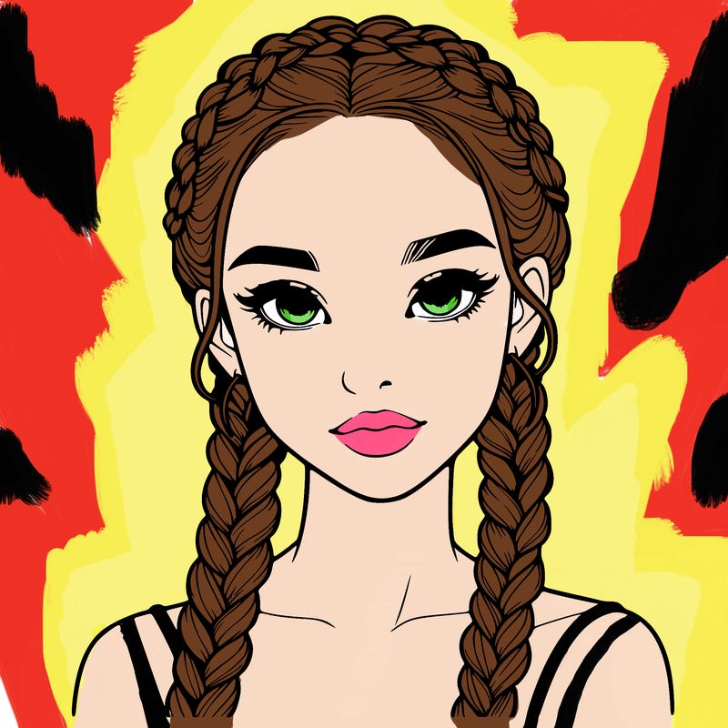realistic girl with braids