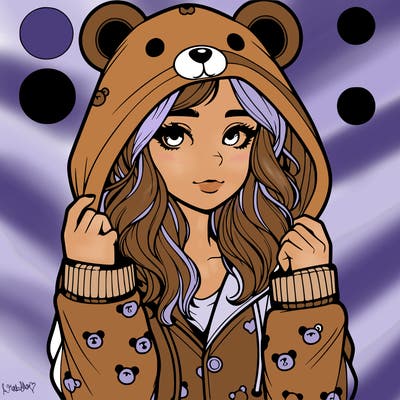 realistic girl in a animal pjs hoodie